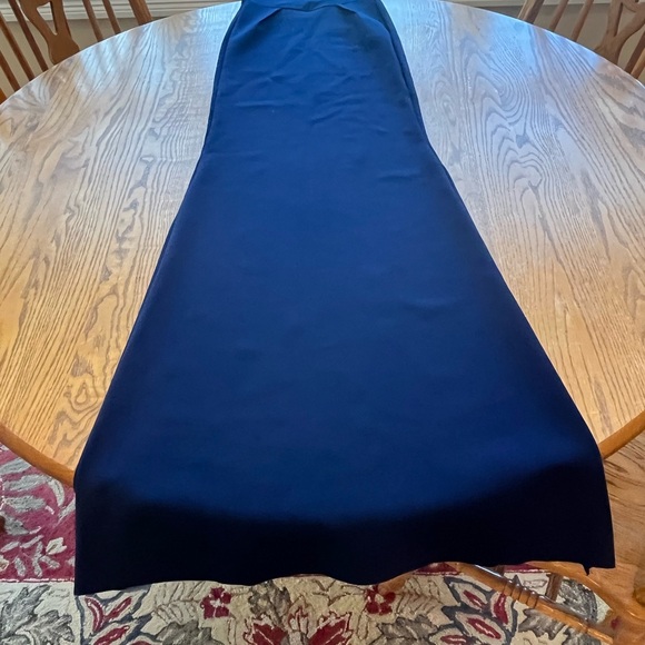 NWT Chiara Boni Dagmara Cap Sleeve Sweetheart Neckline Long Dress Navy Size 2 - Picture 15 of 15